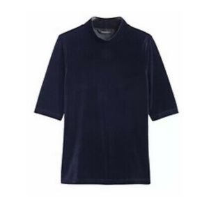 Banana Republic Blue Velvet Mock Neck Top